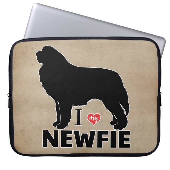 Ik hou van mijn Newfie Newfoundland Hondenras Laptop Sleeve (Voorkant)