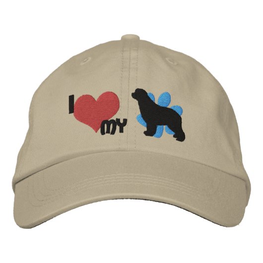 Ik hou van mijn Newfoundland geborduurd Pet (Voorkant)