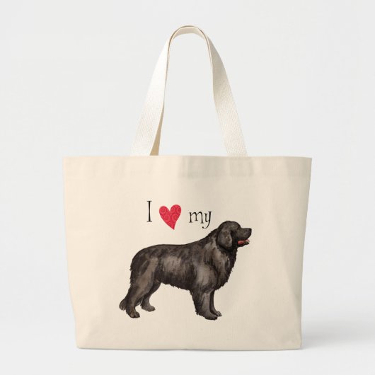 Ik hou van mijn Newfoundland Grote Tote Bag (Voorkant)