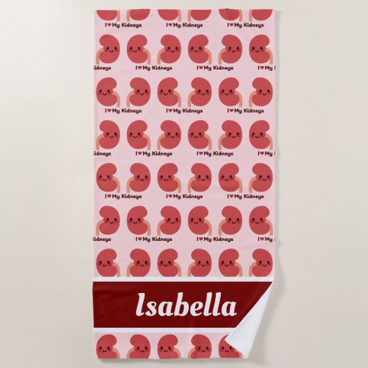 Ik hou van mijn nieren - Schattigee lachende niere Strandlaken (Voorkant)