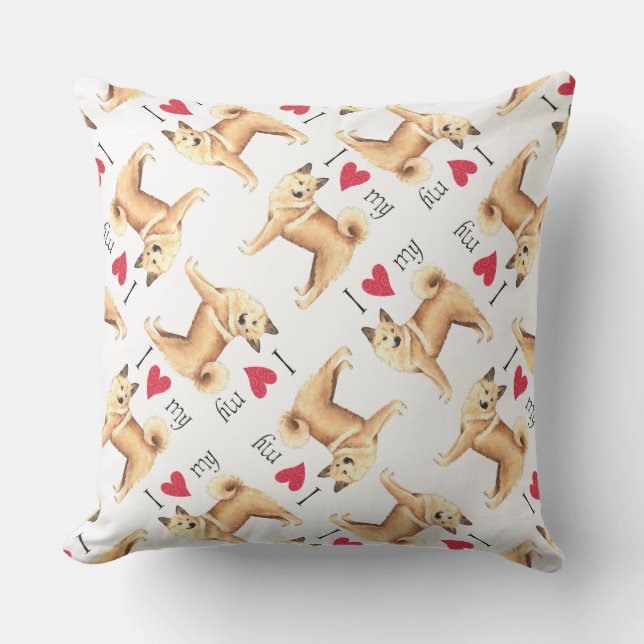 Ik hou van mijn Noors Buhund Buitenkussen (Voorkant)