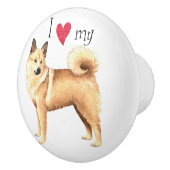 Ik hou van mijn Noors Buhund Keramische Knop (Rechts)