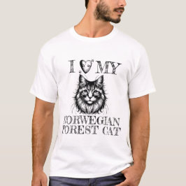 Ik hou van mijn Noorse Boskat Pootafdrukken Zwart T-shirt