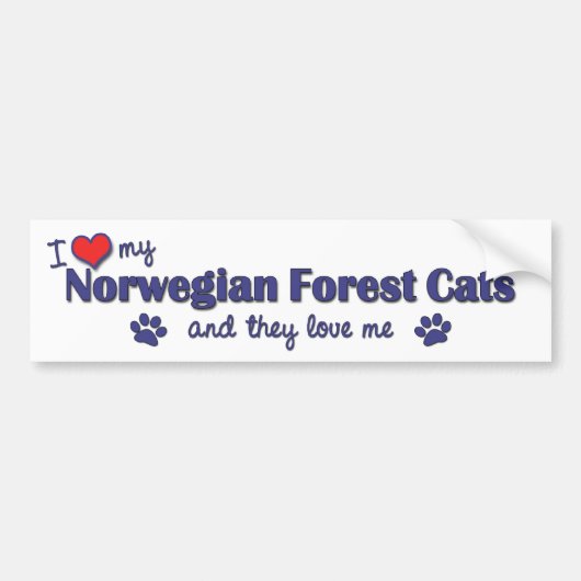 Ik hou van mijn Noorse boskatten (meervoudige katt Bumpersticker (Voorkant)