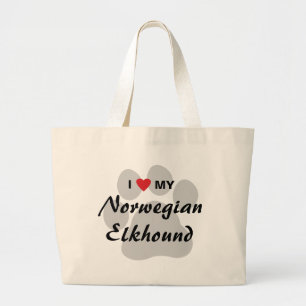 Ik hou van mijn Noorse hond Grote Tote Bag