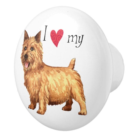 Ik hou van mijn Norwich Terrier Keramische Knop (Rechts)