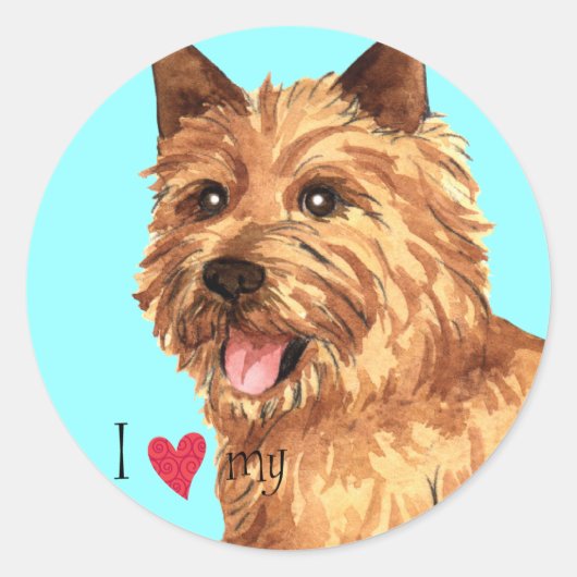 Ik hou van mijn Norwich Terrier Ronde Sticker (Voorkant)