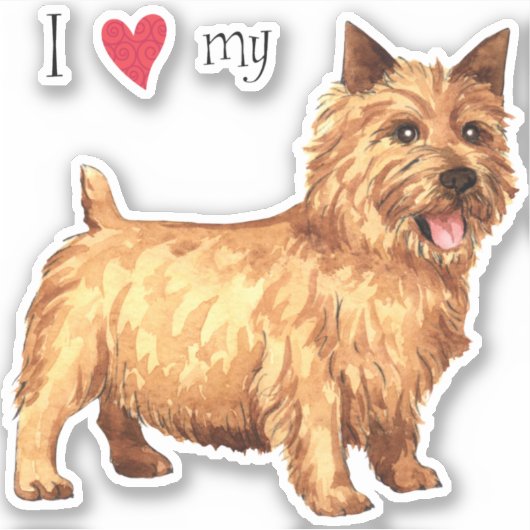 Ik hou van mijn Norwich Terrier Vinyl Sticker (Voorkant)