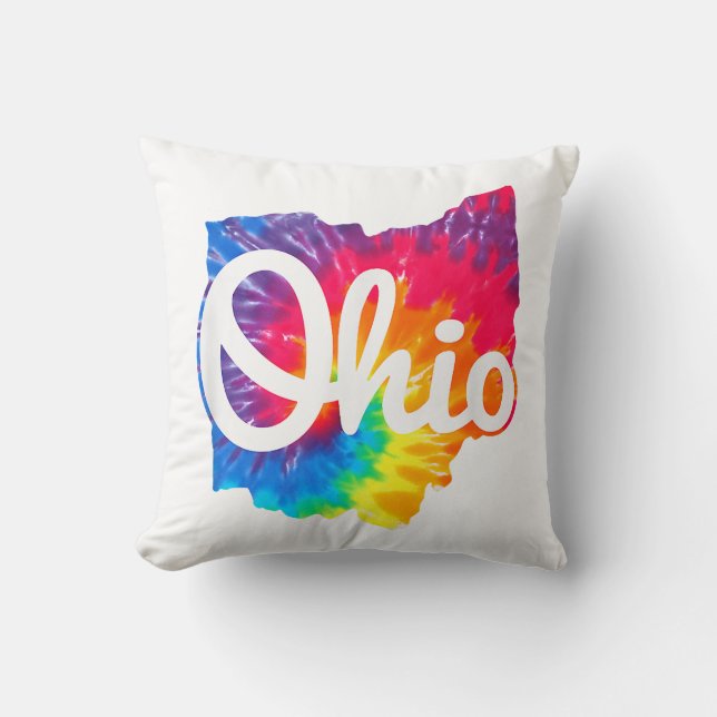 Ik hou van mijn Ohio-thuis Script Tie Dye Ohio Kussen (Voorkant)