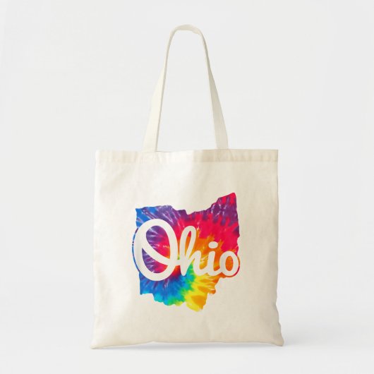 Ik hou van mijn Ohio-thuis Script Tie Dye Ohio Tote Bag (Voorkant)