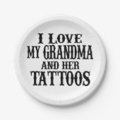 Ik hou van mijn oma en haar Tattoos papier Borden Papieren Bordje (Voorkant)