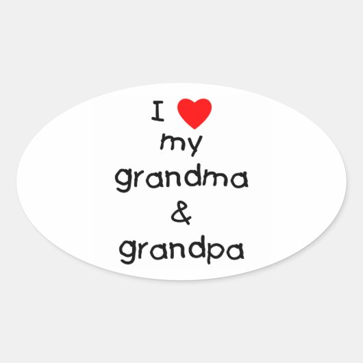 Ik hou van mijn oma en opa ovale sticker (Voorkant)