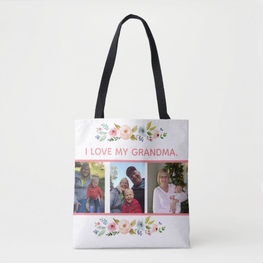 Ik hou van mijn oma met 3 foto's tote bag (Voorkant)