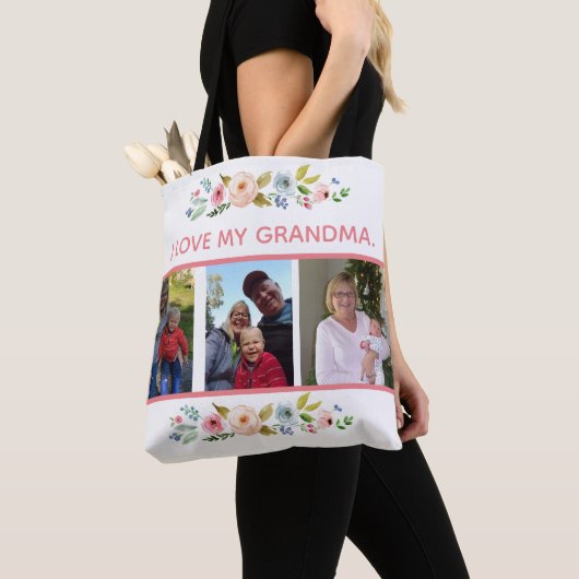 Ik hou van mijn oma met 3 foto's tote bag (Dichtbij)