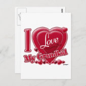 Ik hou van mijn oma Red Hearts Briefkaart (Voorkant / Achterkant)