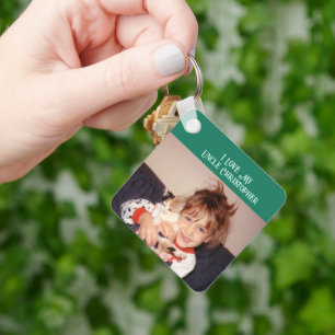 Ik hou van mijn oom en voeg foto's met groene grij sleutelhanger
