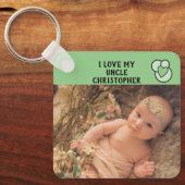 Ik hou van mijn oom naam foto's groene liefde hart sleutelhanger (Voorkant)