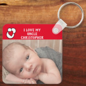 Ik hou van mijn oom naam foto's rood liefhart sleutelhanger (Achterkant)