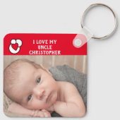 Ik hou van mijn oom naam foto's rood liefhart sleutelhanger (Achterkant)