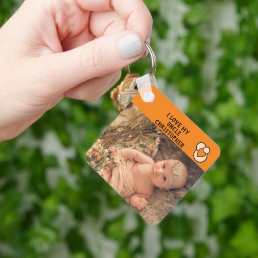 Ik hou van mijn oomnaam foto's oranje liefdeshart sleutelhanger (Hand)