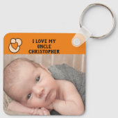 Ik hou van mijn oomnaam foto's oranje liefdeshart sleutelhanger (Achterkant)