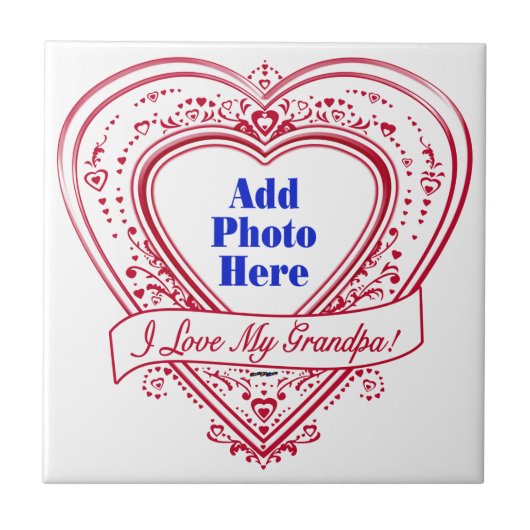 Ik hou van mijn opa! Foto Red Hearts Tegeltje (Voorkant)
