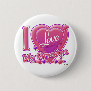 Ik hou van mijn opa roze/paars - hart ronde button 5,7 cm