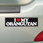 IK HOU VAN MIJN ORANG-OETAN BUMPERSTICKER (Op auto)