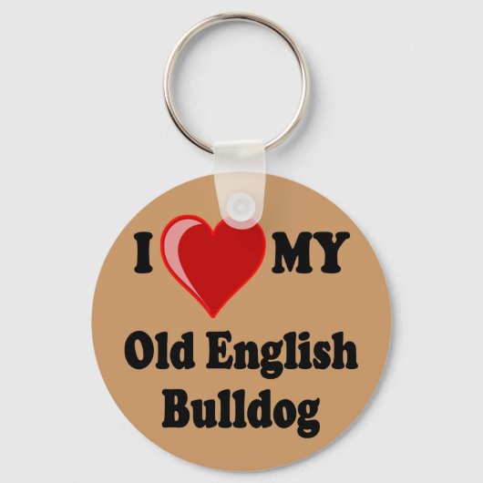 Ik hou van mijn oude Engelse Bulldog Dog Sleutelhanger (Voorkant)