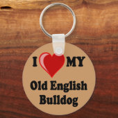 Ik hou van mijn oude Engelse Bulldog Dog Sleutelhanger (Voorkant)