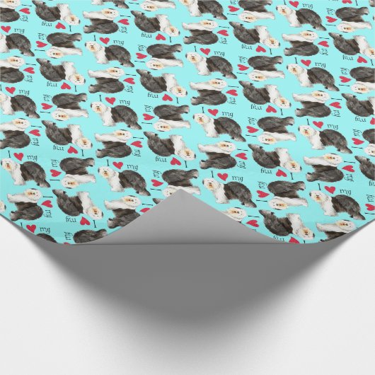 Ik hou van mijn oude Engelse Sheepdog Cadeaupapier (Hoek)