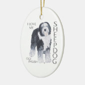 Ik hou van mijn oude Engelse Sheepdog Keramisch Ornament (Links)