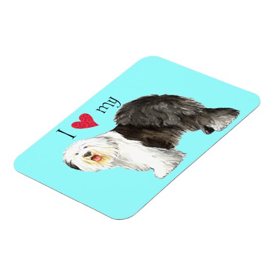 Ik hou van mijn oude Engelse Sheepdog Magneet (Linkerzijde)