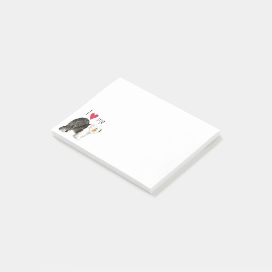 Ik hou van mijn oude Engelse Sheepdog Post-it® Notes (Schuin)