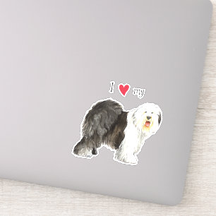 Ik hou van mijn oude Engelse Sheepdog Vinyl Sticke Sticker