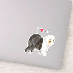 Ik hou van mijn Oudengelse Sheepdog Vinyl Sticker