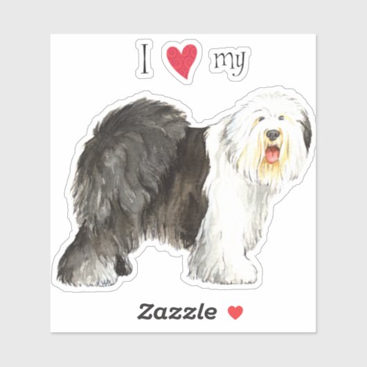 Ik hou van mijn Oudengelse Sheepdog Vinyl Sticker (Vel)