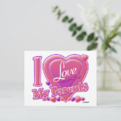 Ik hou van mijn ouders roze/paars - hart briefkaart (Staand voorkant)