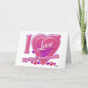 Ik hou van mijn overgrootouders roze/paars - hart kaart