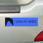 "IK HOU VAN MIJN PAARD" blauwe bumpersticker (Op auto)