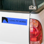 "IK HOU VAN MIJN PAARD" blauwe bumpersticker (Op Truck)