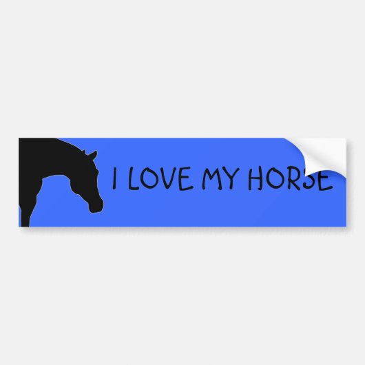 "IK HOU VAN MIJN PAARD" blauwe bumpersticker (Voorkant)