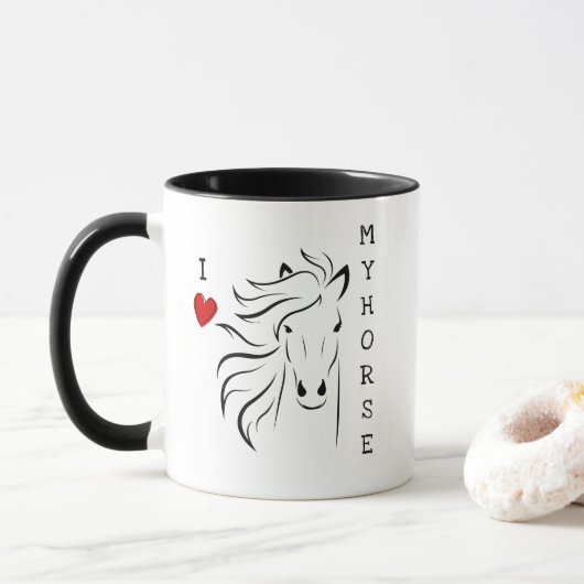 Ik Hou Van Mijn Paard Grafisch Mok (Met donut)