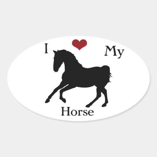 Ik hou van mijn paard ovale Sticker #1 (Voorkant)