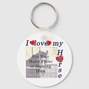 Ik hou van mijn paard: voeg je foto of tekst toe sleutelhanger