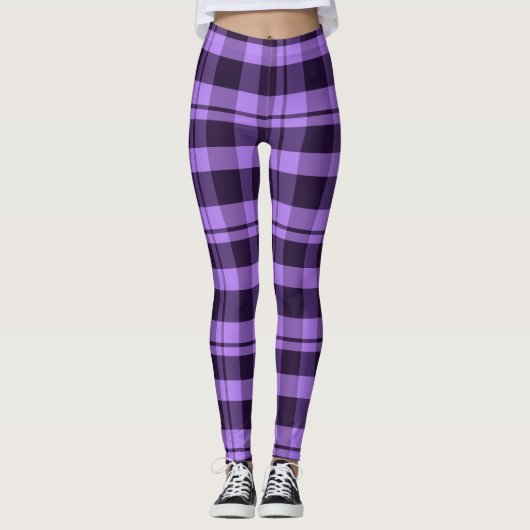 Ik hou van mijn Paarse Vrouwen geruite Leggings (Voorkant)