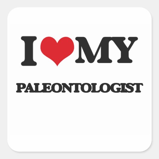 Ik hou van mijn paleontoloog vierkante sticker (Voorkant)