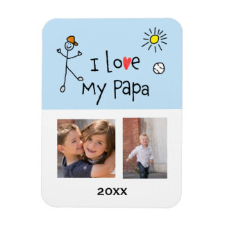 Ik hou van mijn papa 2 foto aangepaste magneet