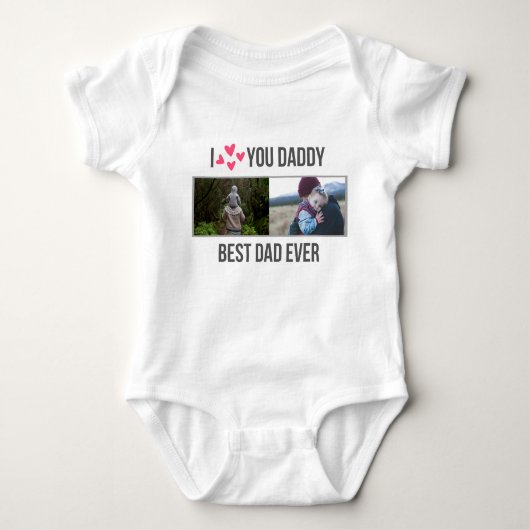 IK HOU VAN MIJN PAPA BABY KLEDING AANGEPASTE FOTO ROMPER (Voorkant)