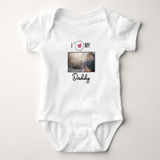 IK HOU VAN MIJN PAPA BABY KLEDING AANGEPASTE FOTO ROMPER (Voorkant)